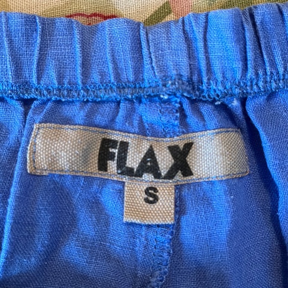 FLAX Size Small Lagenlook Pull-On Elastic Waist Pant Cornflower Blue 100% Linen - Picture 16 of 16